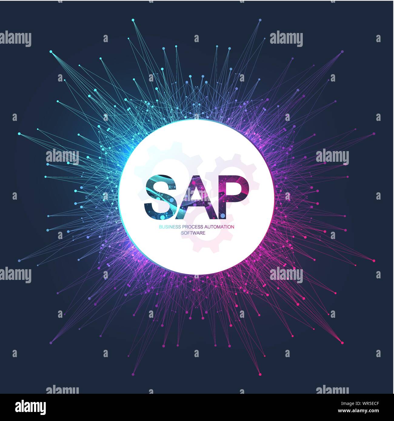 Logiciel d'automatisation des processus d'affaires de SAP. ERP enterprise resources planning system concept modèle de page. L'avenir de la technologie SAP concept sci-fi Illustration de Vecteur