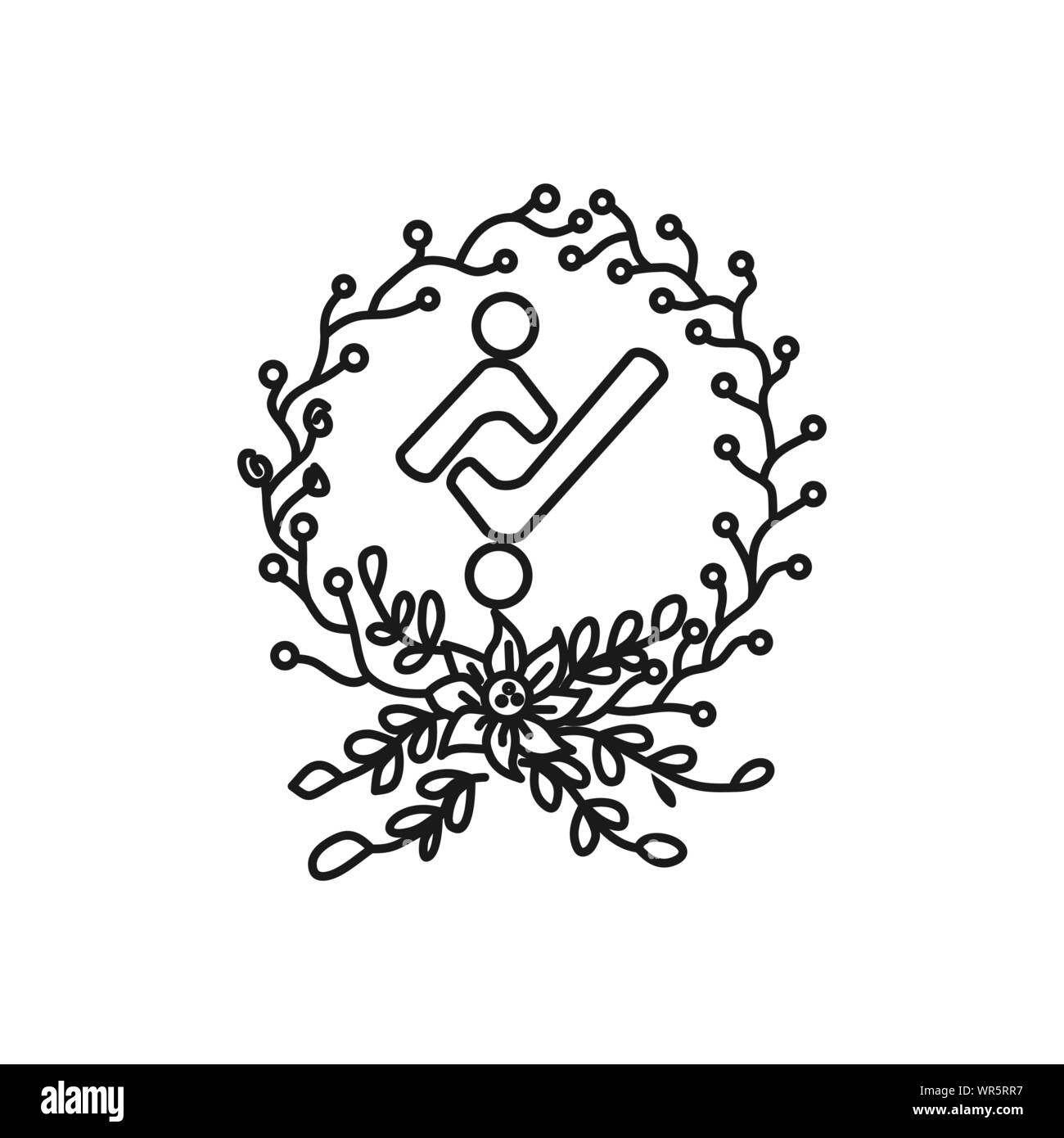 Les gens emblème de la feuille d'engagement d'équipe ensemble Logo Contour Illustration de Vecteur