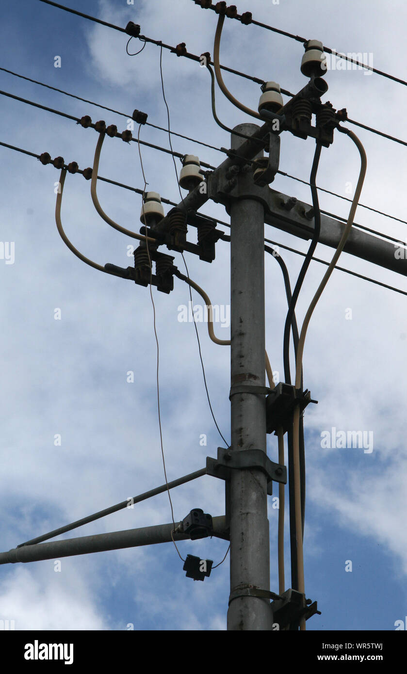 Close up of electrical power cables, Afrique du Sud Banque D'Images