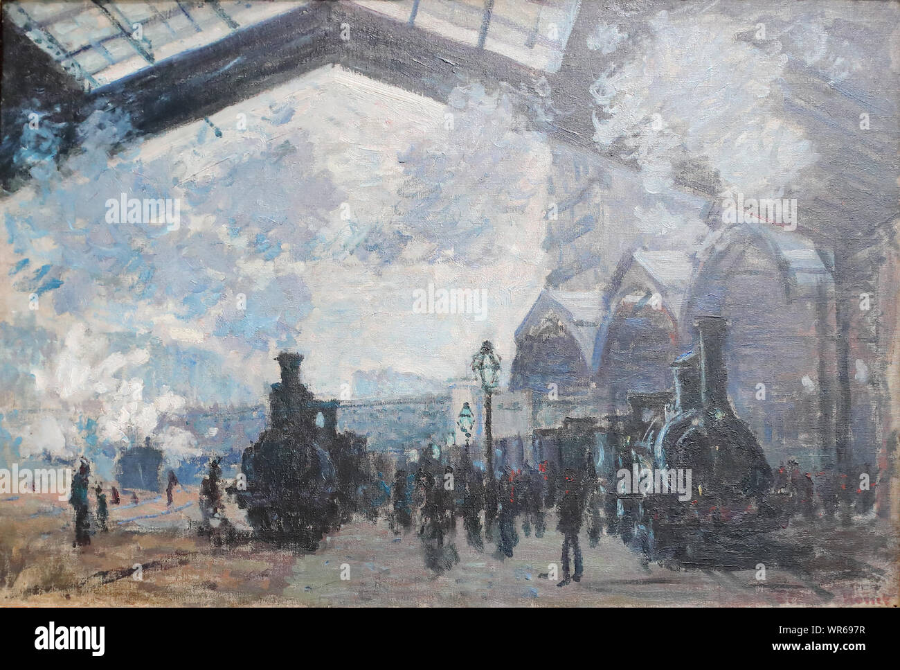 La Gare St-Lazare par peintre impressionniste français Claude Monet à la National Gallery, Londres, UK Banque D'Images