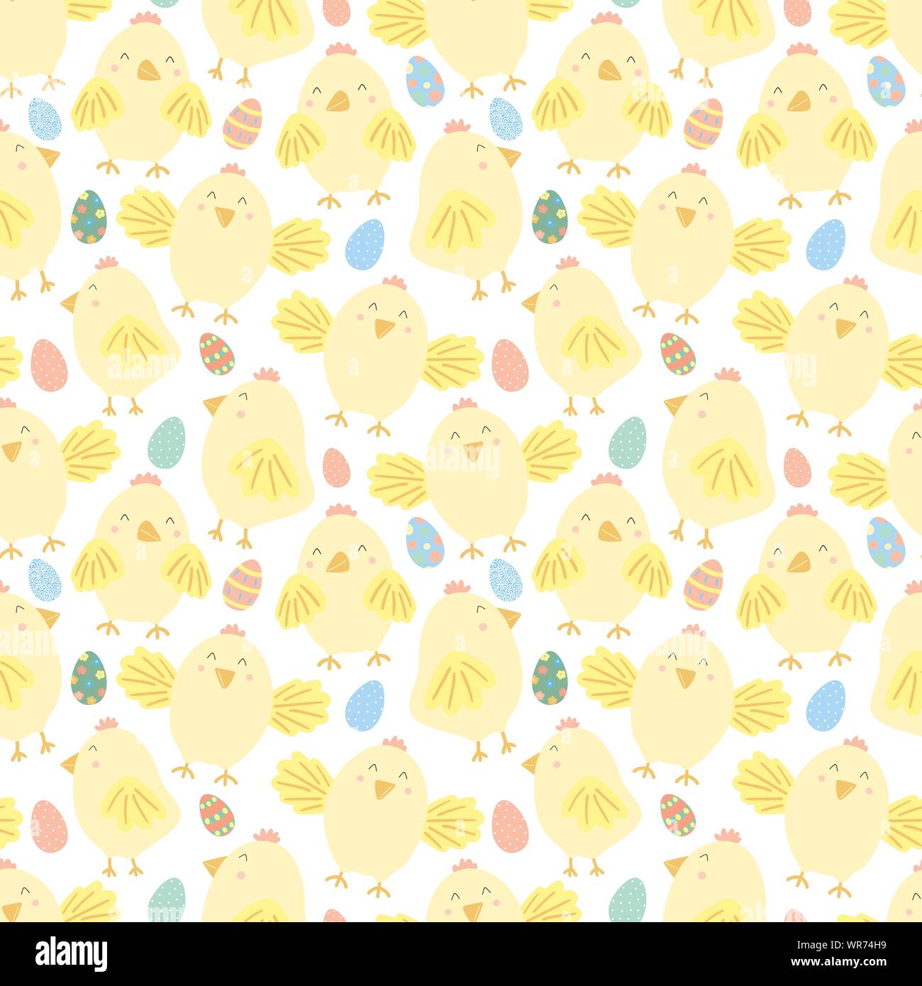 Transparente avec motif de Pâques et oeufs mignon sur un fond transparent. Vector illustration dessinée à la main du poulet pour vacances de printemps, d'impression, wr Illustration de Vecteur