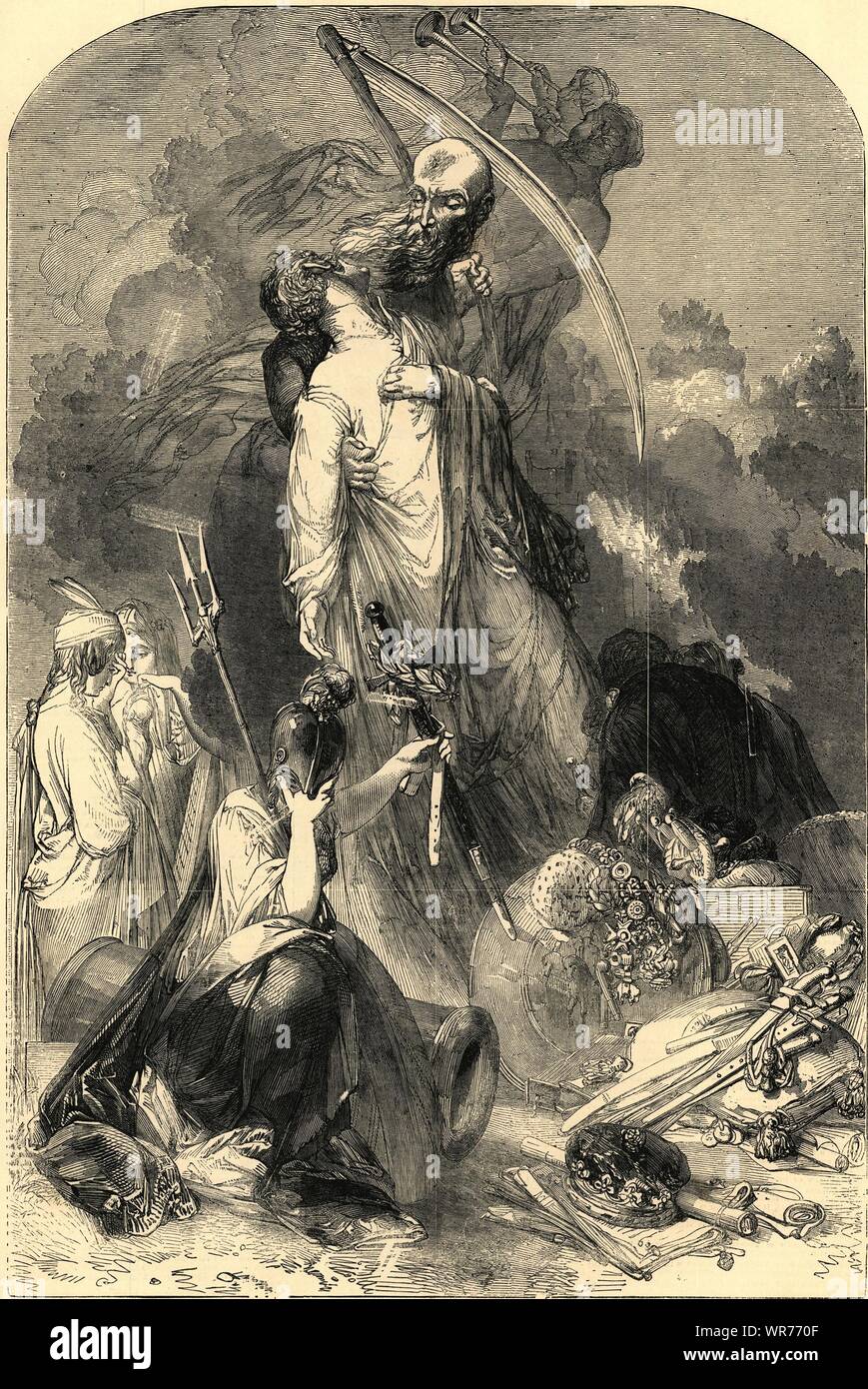 Retrait du héros - une conception allégorique. La fantaisie. 1852 décoratif Banque D'Images Retrait du héros - une conception allégorique. La fantaisie. 1852 décoratif Banque D'Images