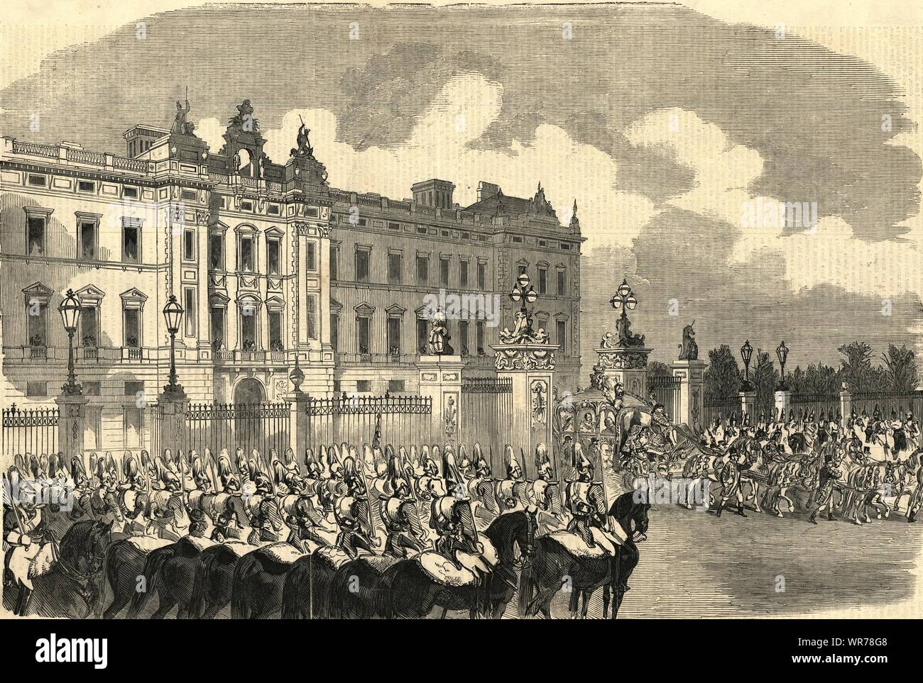 Ouverture du Parlement - Sa Majesté de quitter le palais de Buckingham. Londres 1854 Banque D'Images