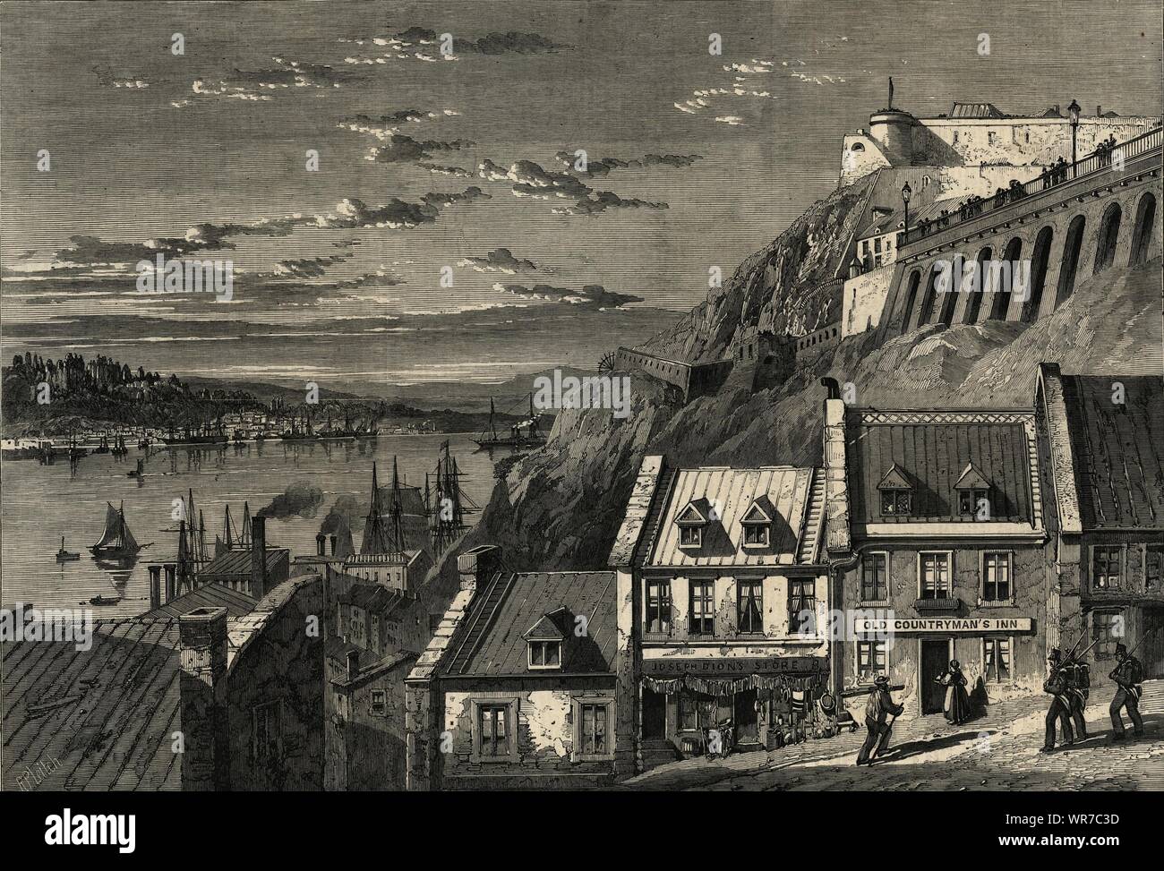 La Citadelle de Québec, de Prescott Gate 1860 ILN antique full page print Banque D'Images