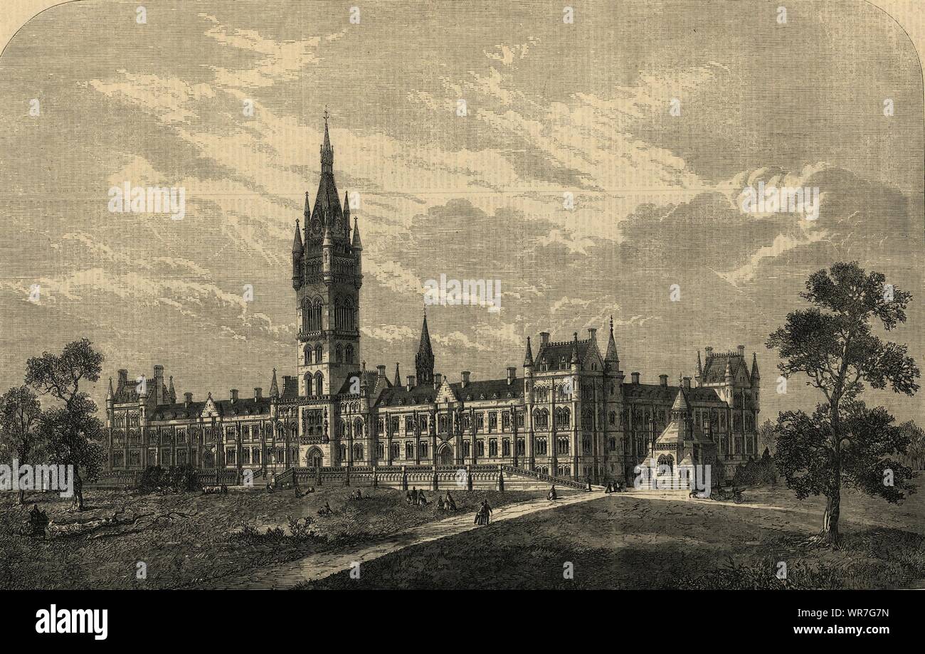 L'Université de Glasgow : l'intention de nouveaux bâtiments. L'Écosse. L'éducation 1866 Banque D'Images