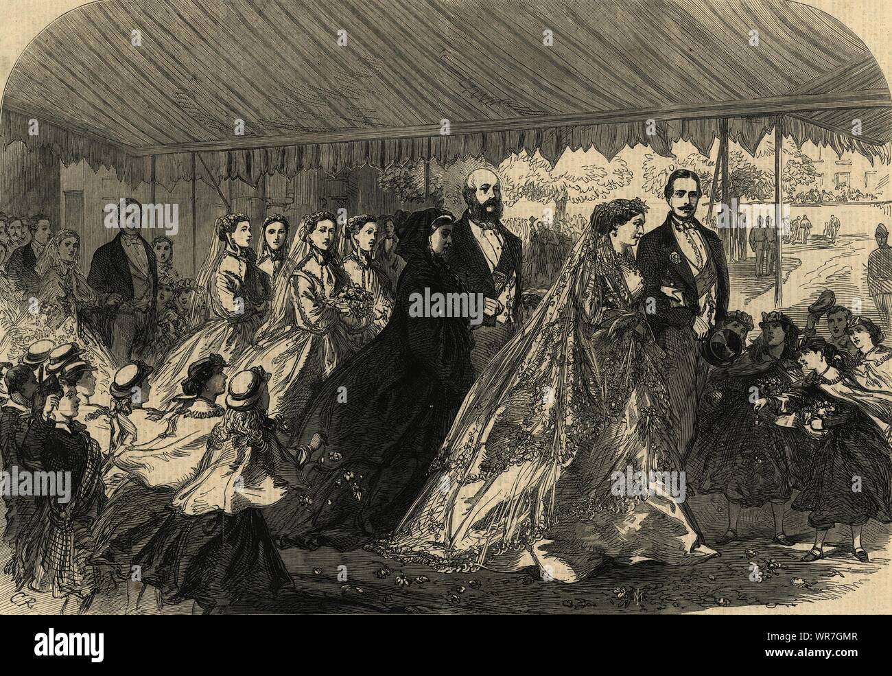 Mariage princesse Mary de Teck prince de Cambridge : procession de l'église 1866 Banque D'Images