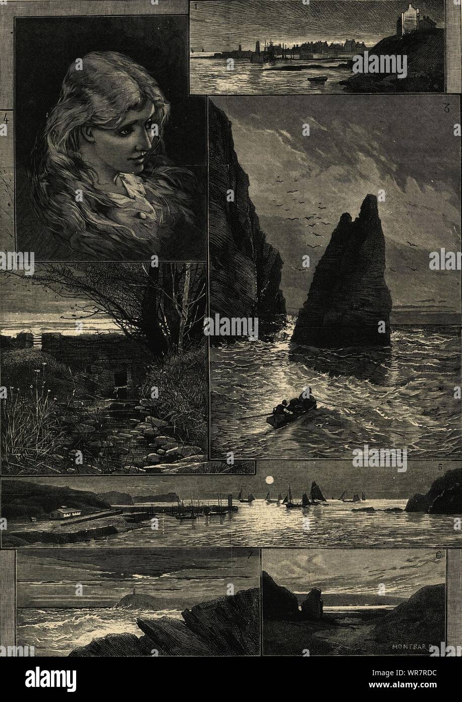 Île de Man : Port St Mary fille Manx Port Erin St. Ann Bradda Printing Head 1881 Banque D'Images