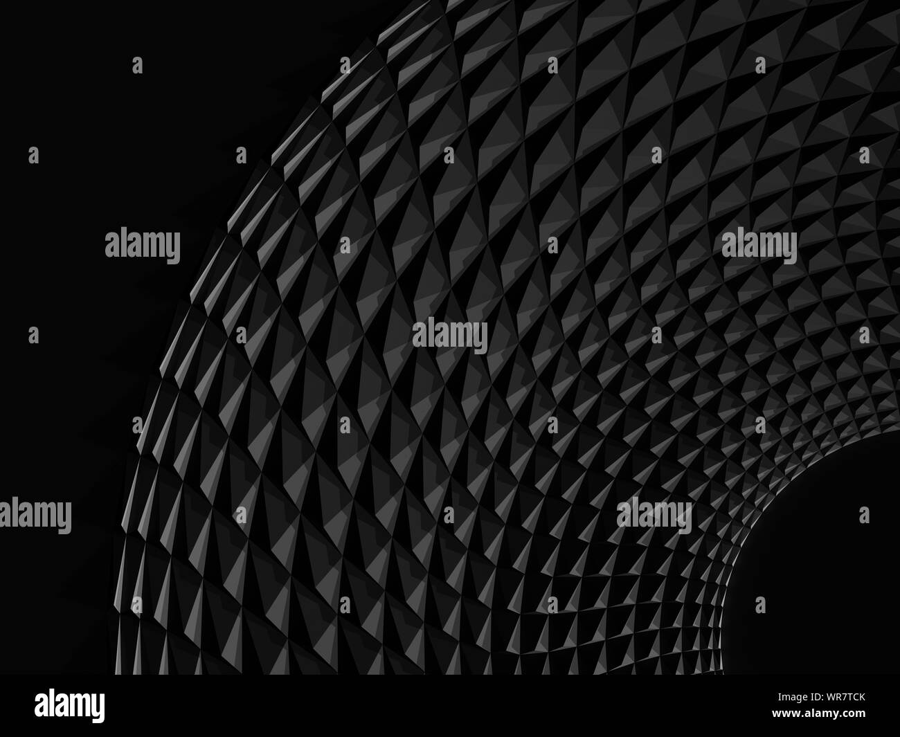 Résumé Contexte géométrique noir avec structure ronde paramétrique. Modèle numérique, rendu 3d illustration Banque D'Images