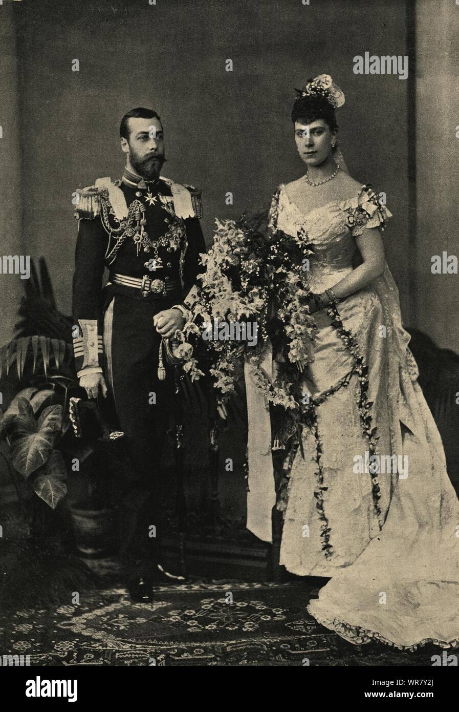 Le duc et la duchesse de York. Plus tard le roi George V. Image antique 1893 page ILN Banque D'Images