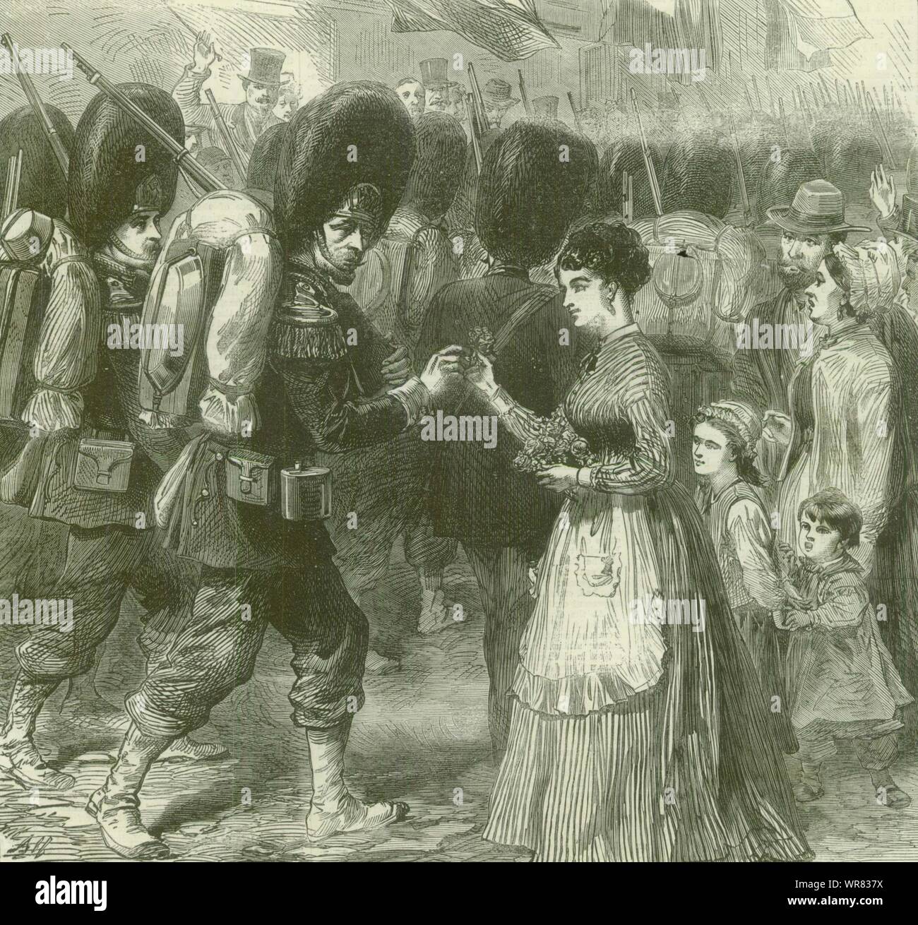 Guerre de 1870 : La Garde impériale à Metz. Moselle 1870 page ILN antique Banque D'Images