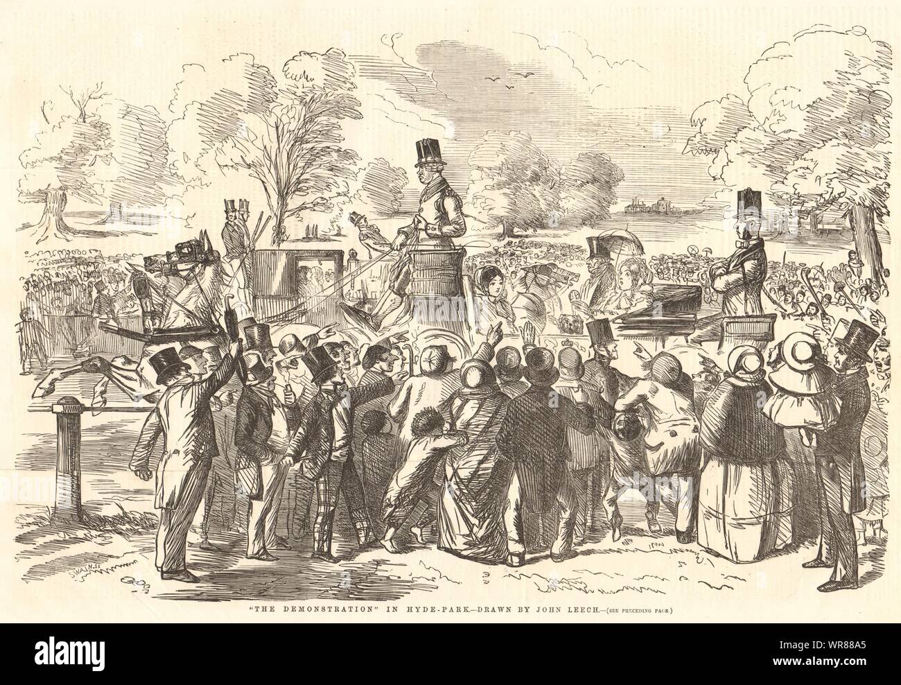La manifestation à Hyde Park - dessiné par John Leech. Londres. 1855 La société Banque D'Images
