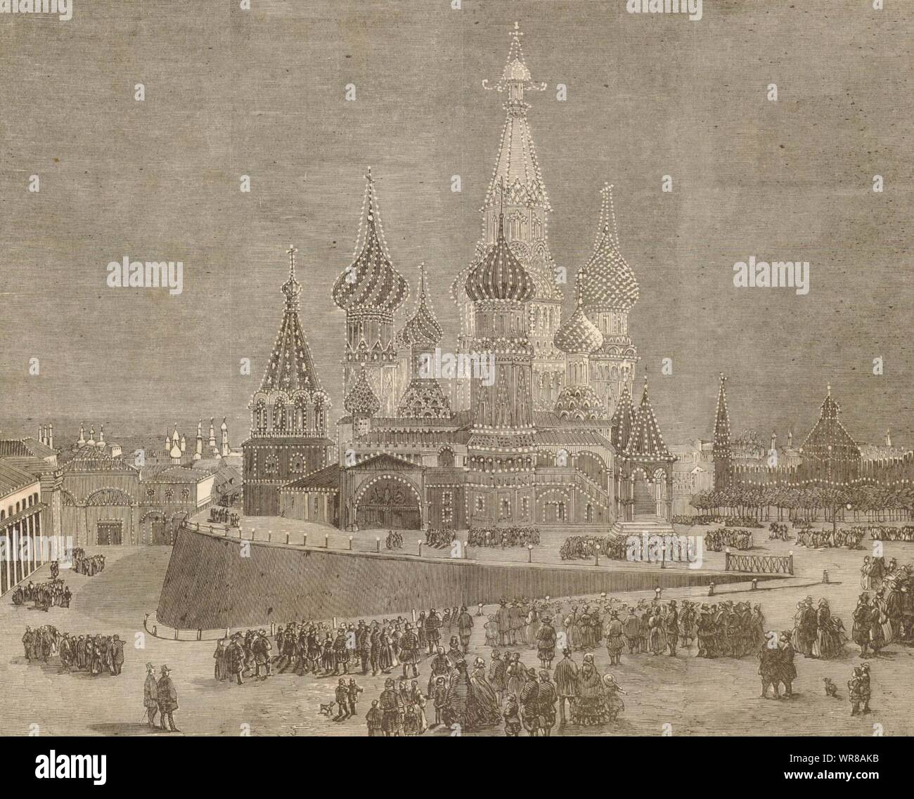 Le Couronnement de l'empereur russe la Cathédrale St Basile Moscou Москва allumé en 1856 Banque D'Images