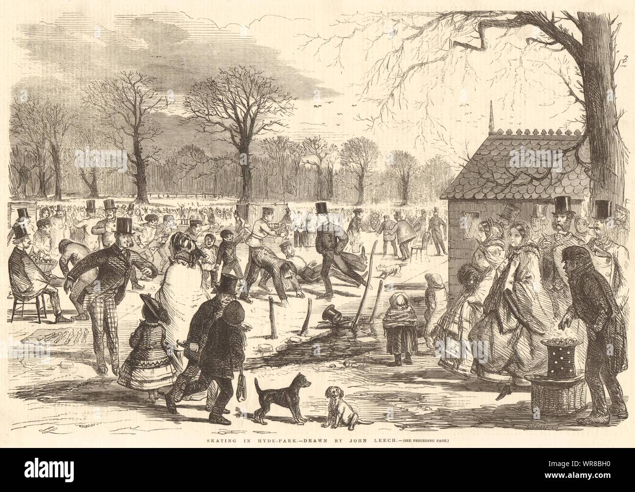 Skating à Hyde-Park - dessiné par John Leech. Londres. Sports d'hiver 1857 Banque D'Images