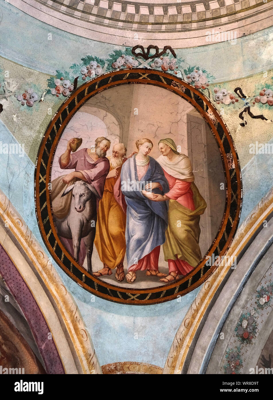 Visitation de la Vierge Marie, la fresque de plafond de l'église Saint Jean le Baptiste à Zagreb, Croatie Banque D'Images