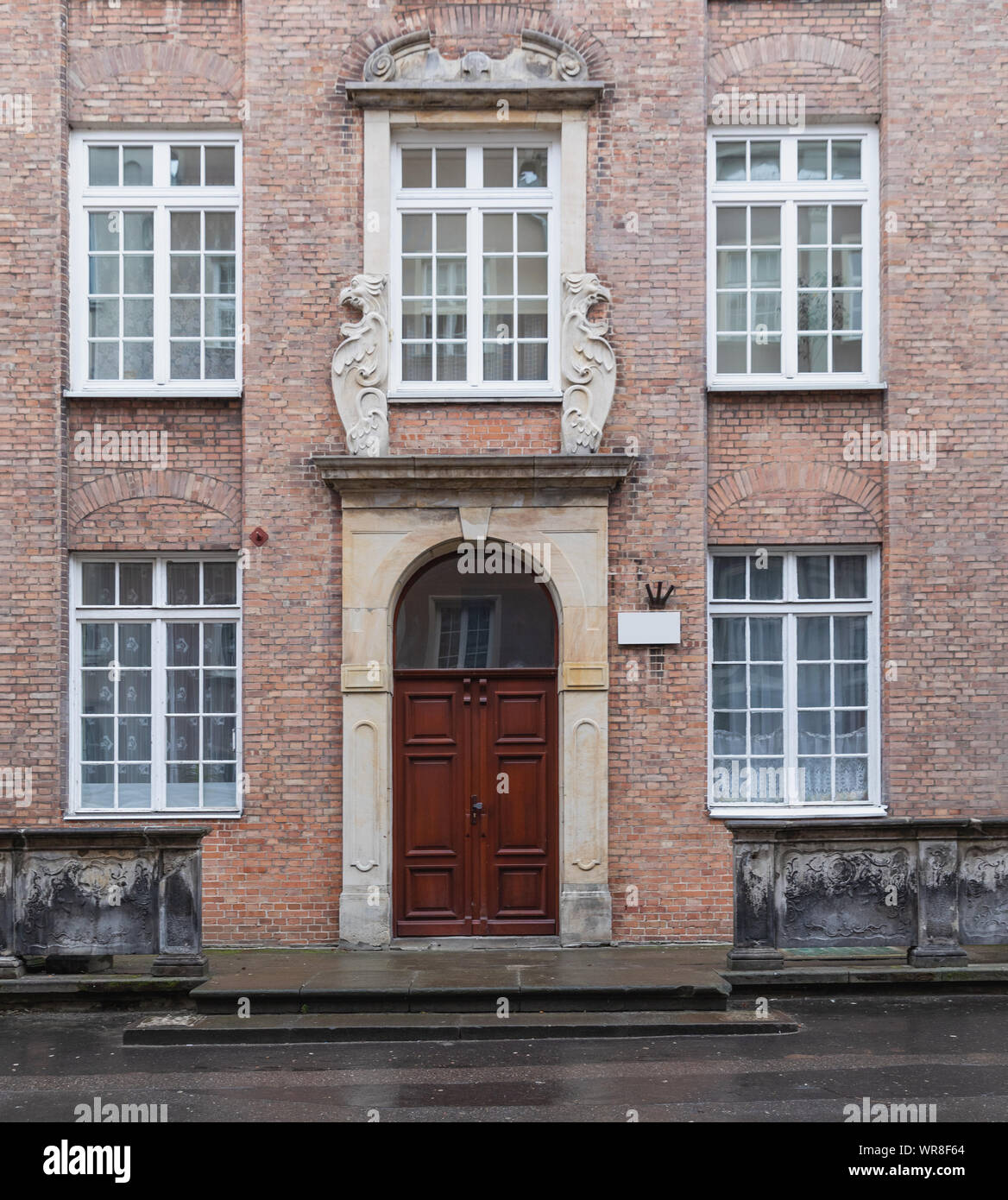 Détail d'une vieille façade de maison à Gdansk Banque D'Images