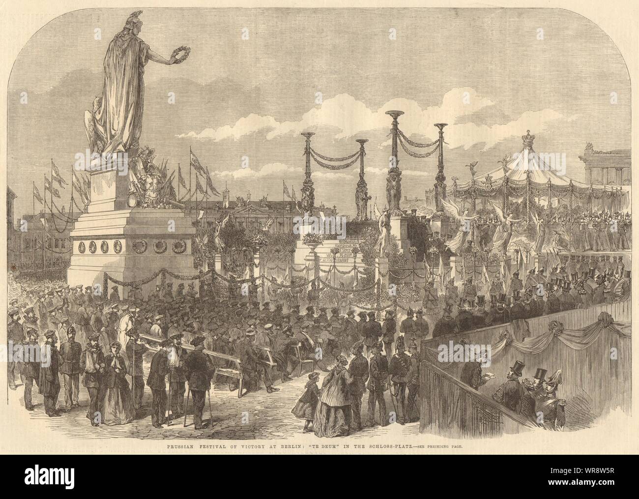 Festival de la victoire prussienne à Berlin : 'Te Deum' dans le Schloss-Platz 1866 Banque D'Images