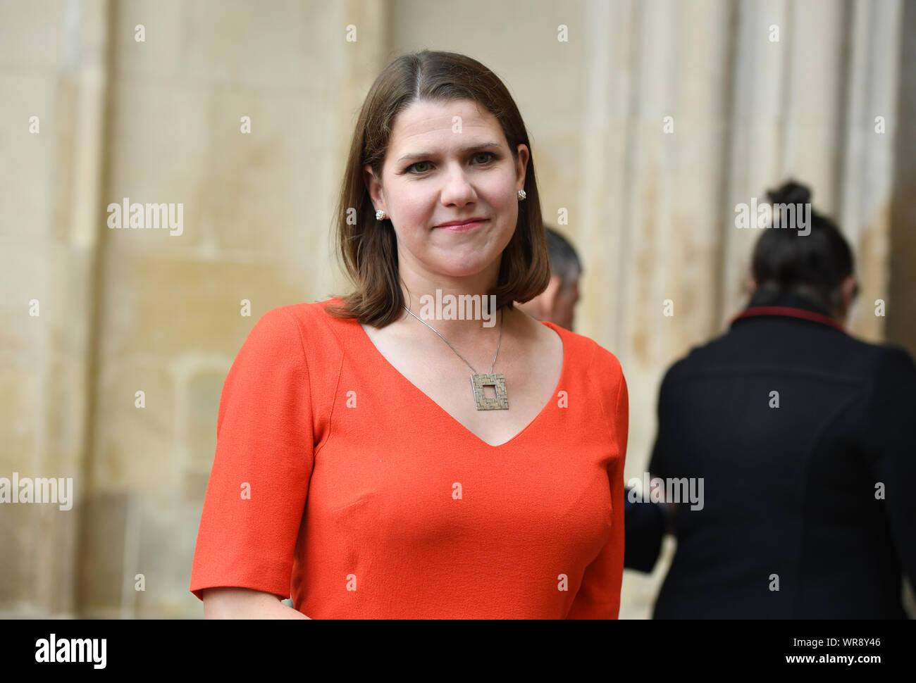 Le leader libéral démocrate Jo Swinson arrive pour un service d'action de grâce pour la vie et l'œuvre de Lord Ashdown, à l'abbaye de Westminster à Londres. Banque D'Images