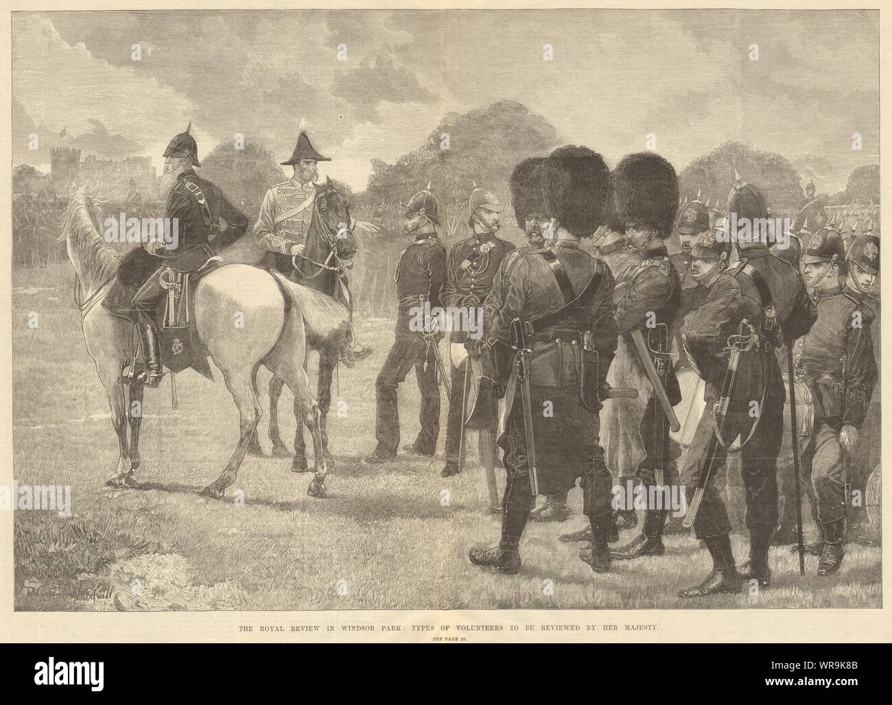 Volontaires pour être examiné par la reine Victoria à Windsor Great Park 1881 Banque D'Images