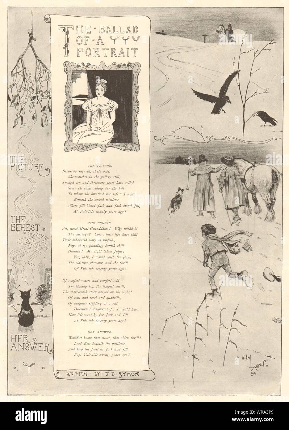 La ballade d'un portrait. La Romance. Beaux-arts 1897 ILN antique full page print Banque D'Images