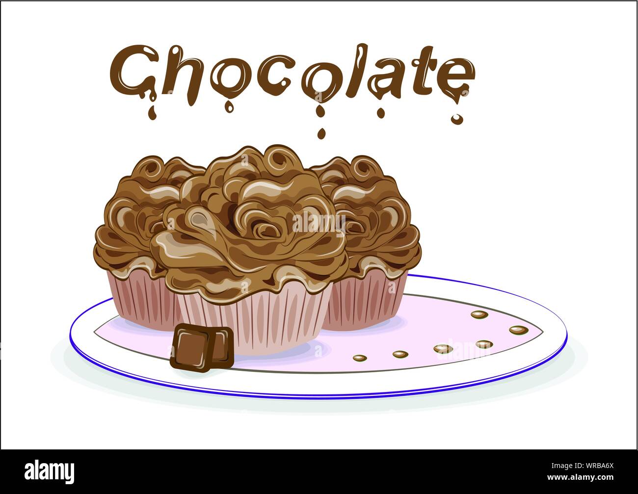 Trois Petits Gateaux Au Chocolat Avec Creme Presentation Des Aliments Image Vectorielle Stock Alamy