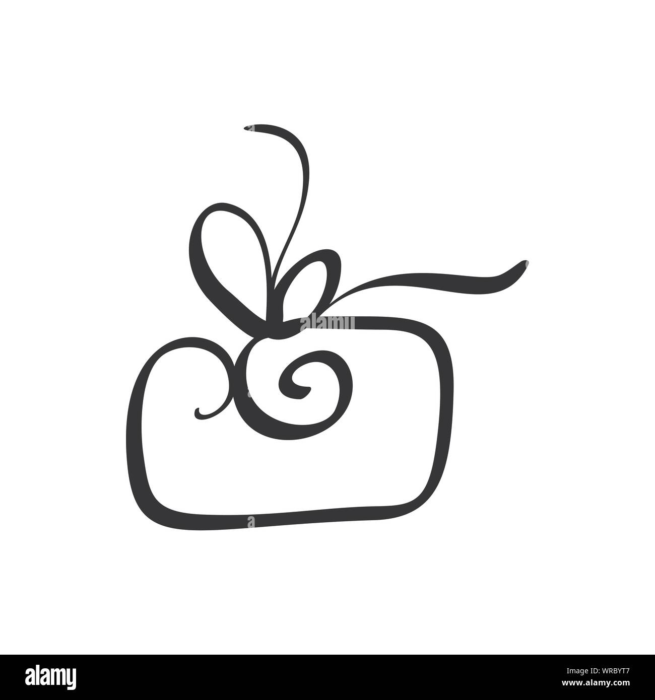 Boîte cadeau de Noël l'icône vecteur silhouette. Simple cadeau symbole de contour. Isolé sur blanc kit de connexion web épinette stylisée. Handdraw épanouir photo Illustration de Vecteur