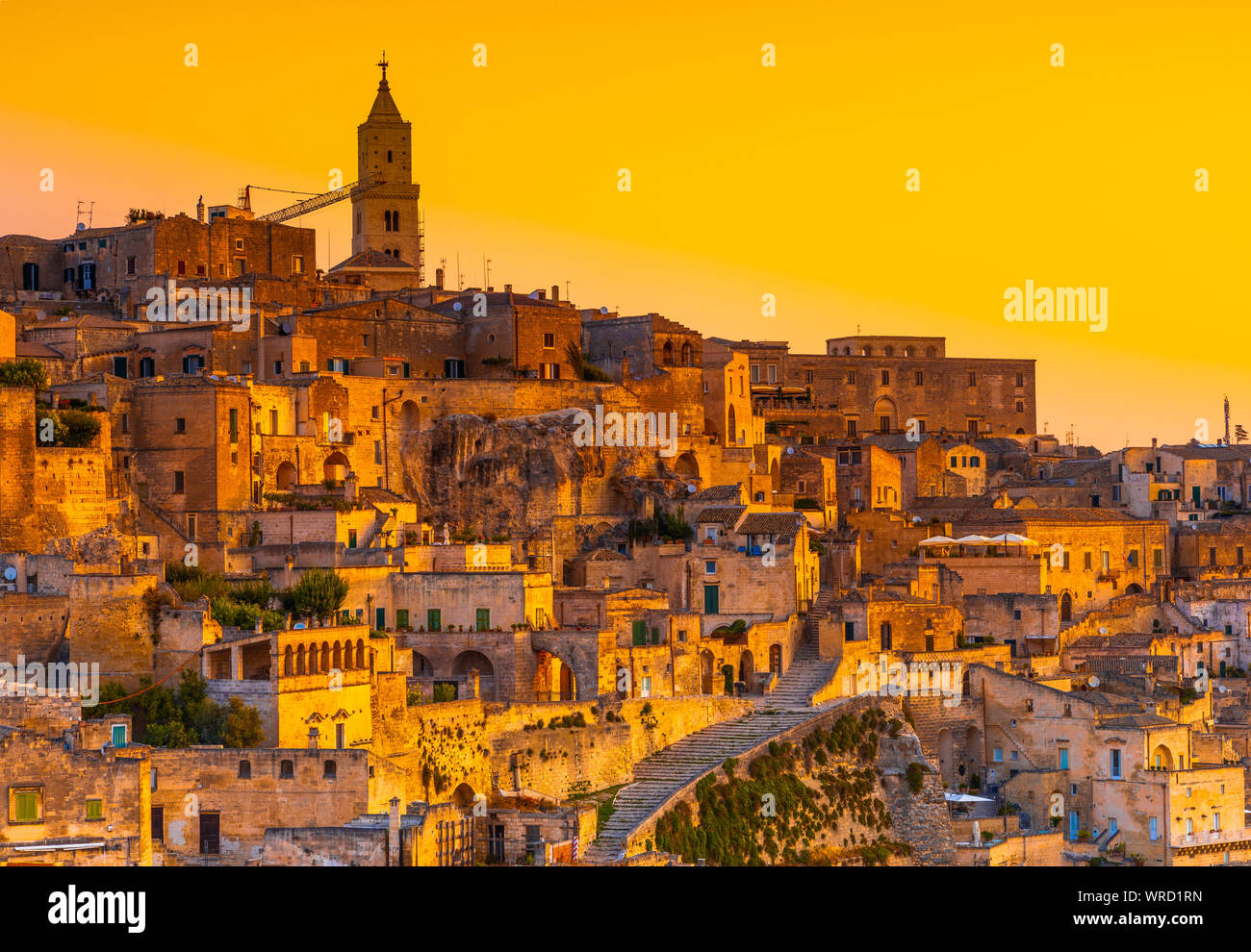 Lever du soleil à Matera Italie Banque D'Images