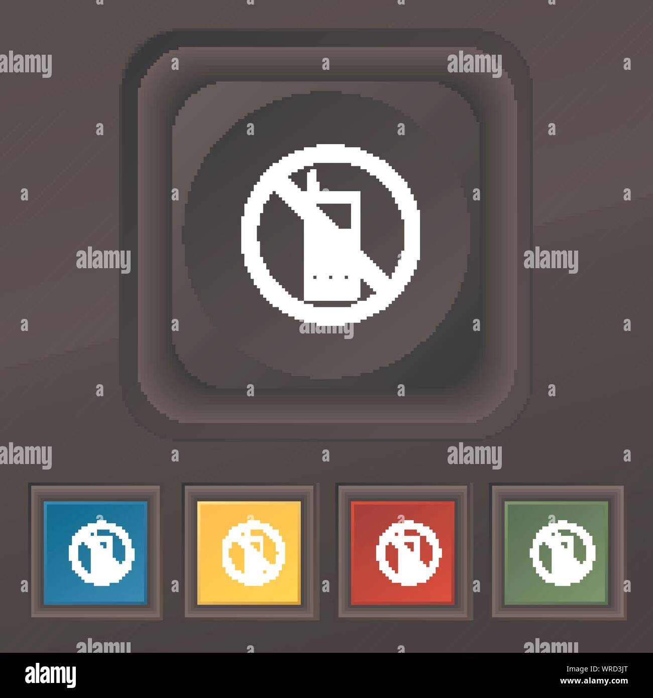 L'icône de téléphone mobile est interdite. Ensemble de cinq boutons coloré et élégant sur la texture noire pour votre conception. Vector Illustration de Vecteur