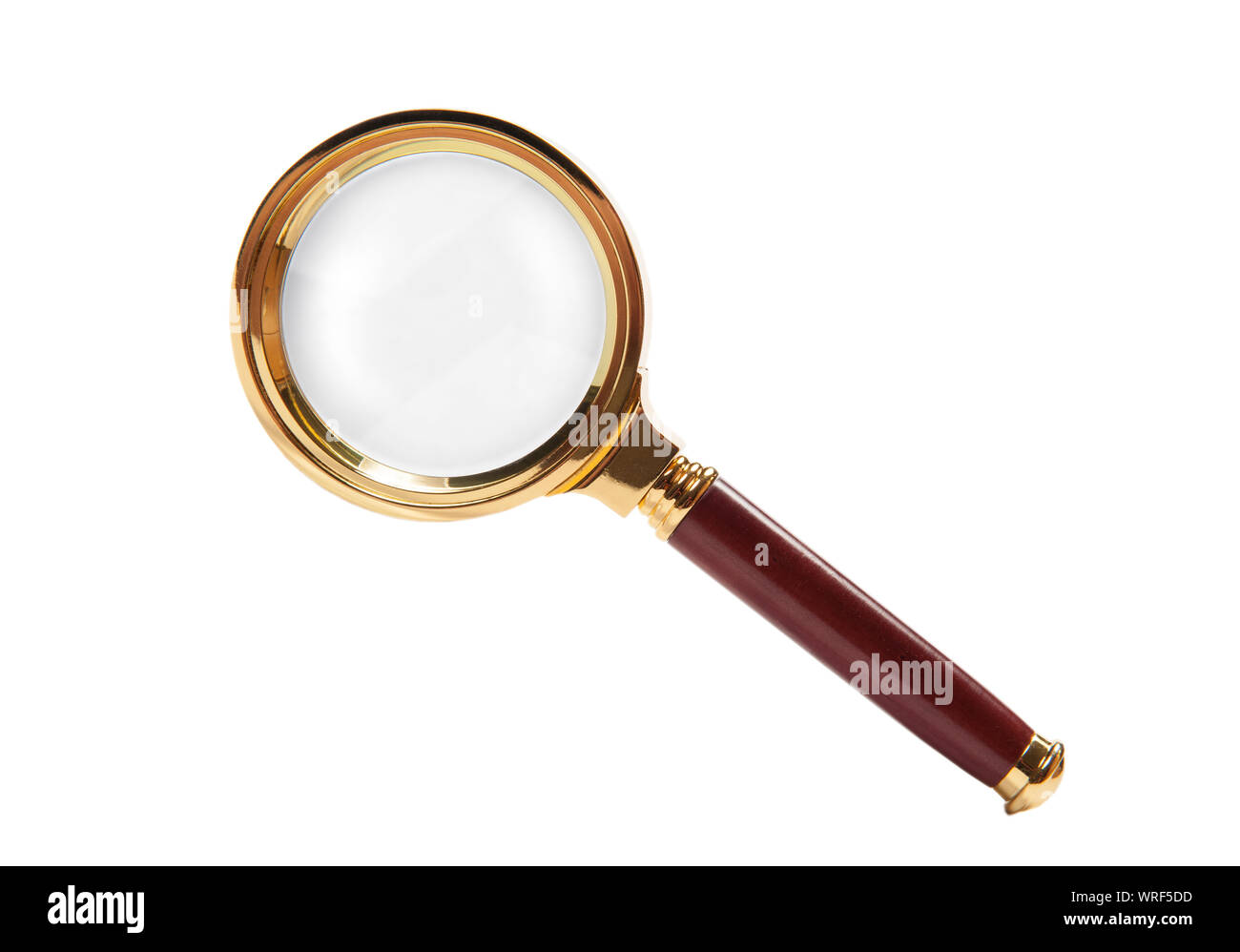 Loupe isolé sur blanc. Loupe laiton à l'ancienne Banque D'Images