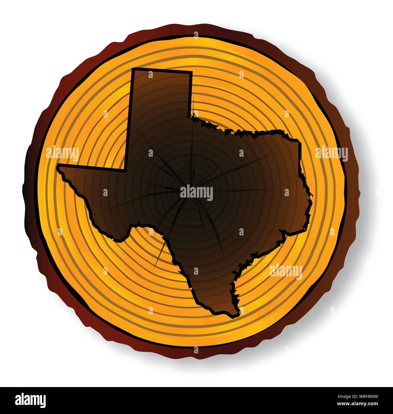 Carte du Texas sur le bois d'extrémité Illustration de Vecteur