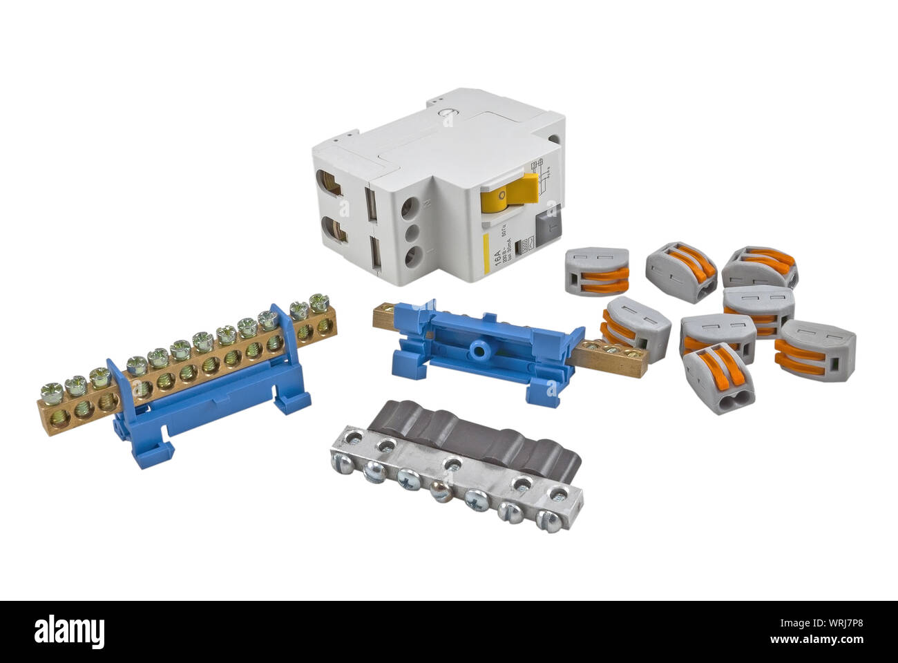 Coupe-circuit automatique, isolé sur fond blanc Banque D'Images