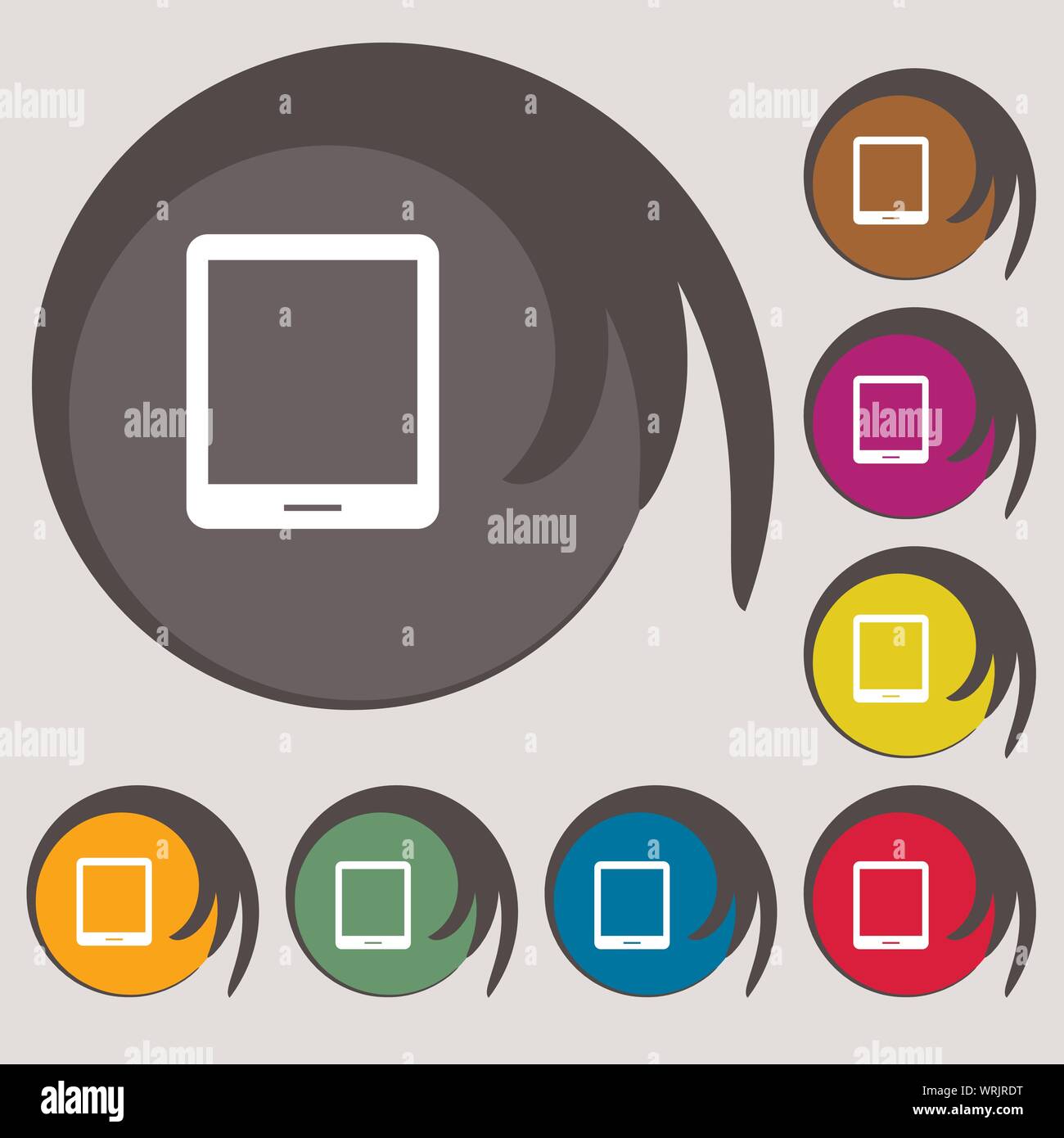 Icône de signe tablette smartphone. bouton. Symboles sur huit boutons de couleur. Vector Illustration de Vecteur