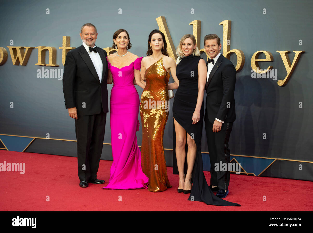 Londres - Angleterre - septembre 9 : Hugh Bonneville, Elizabeth McGovern, Michelle Dockery, Laura Carmichael et Allen Leech assister à la première mondiale de "Downto Banque D'Images