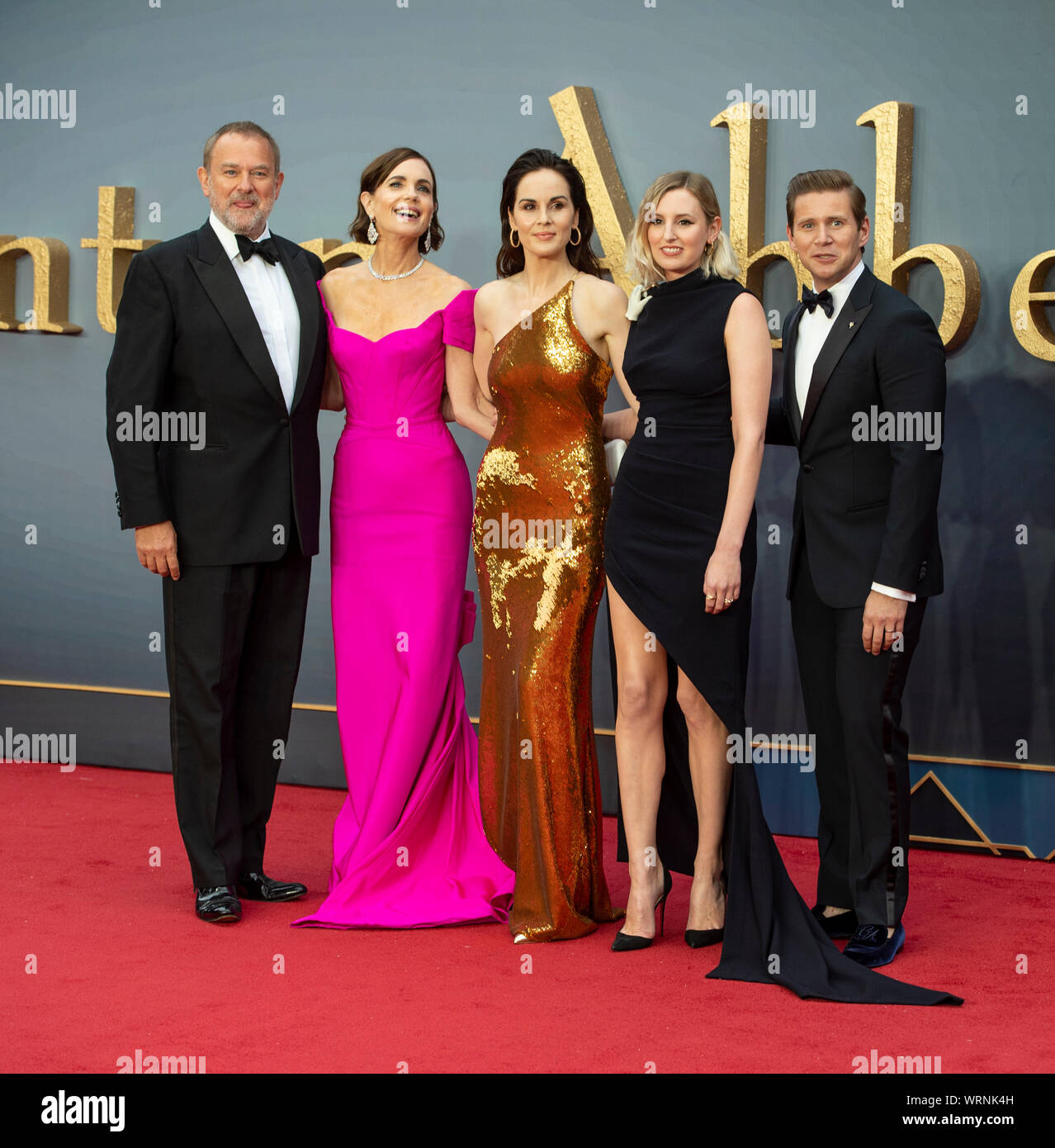 Londres - Angleterre - septembre 9 : Hugh Bonneville, Elizabeth McGovern, Michelle Dockery, Laura Carmichael et Allen Leech assister à la première mondiale de "Downto Banque D'Images