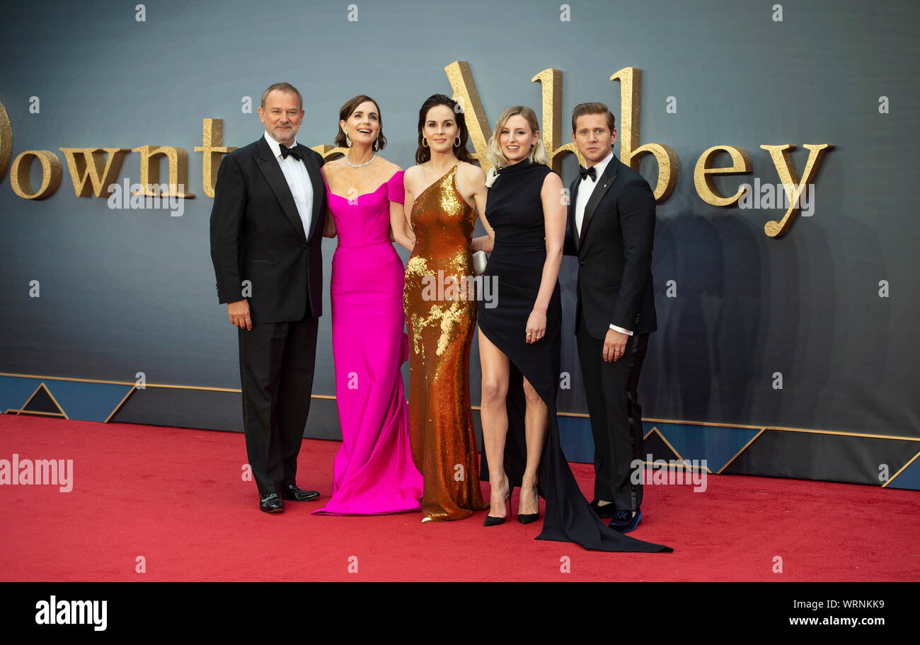Londres - Angleterre - septembre 9 : Hugh Bonneville, Elizabeth McGovern, Michelle Dockery, Laura Carmichael et Allen Leech assister à la première mondiale de "Downto Banque D'Images