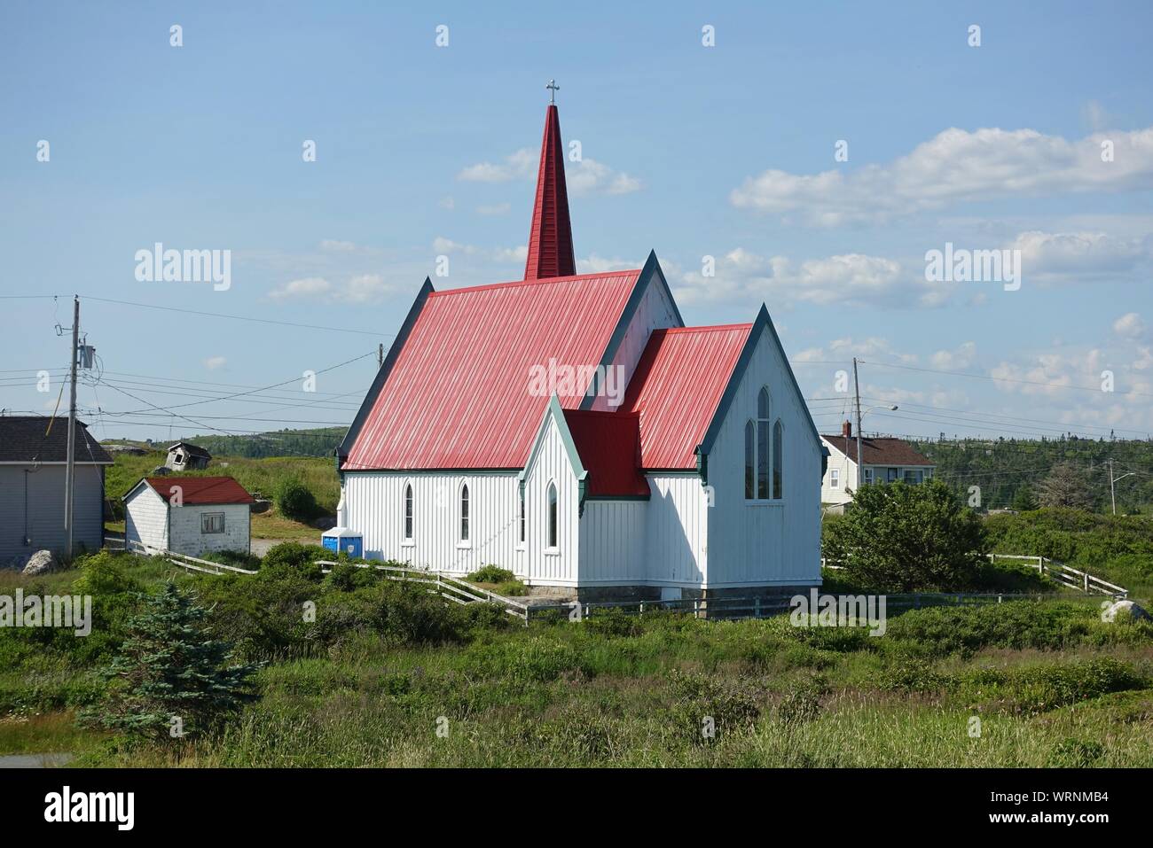 HALIFAX, CANADA -20 JUIL 2019- vue sur la pittoresque église anglicane St John’s, une église historique de style gothique charpenter à Peggy’s Cove à l’extérieur de H Banque D'Images