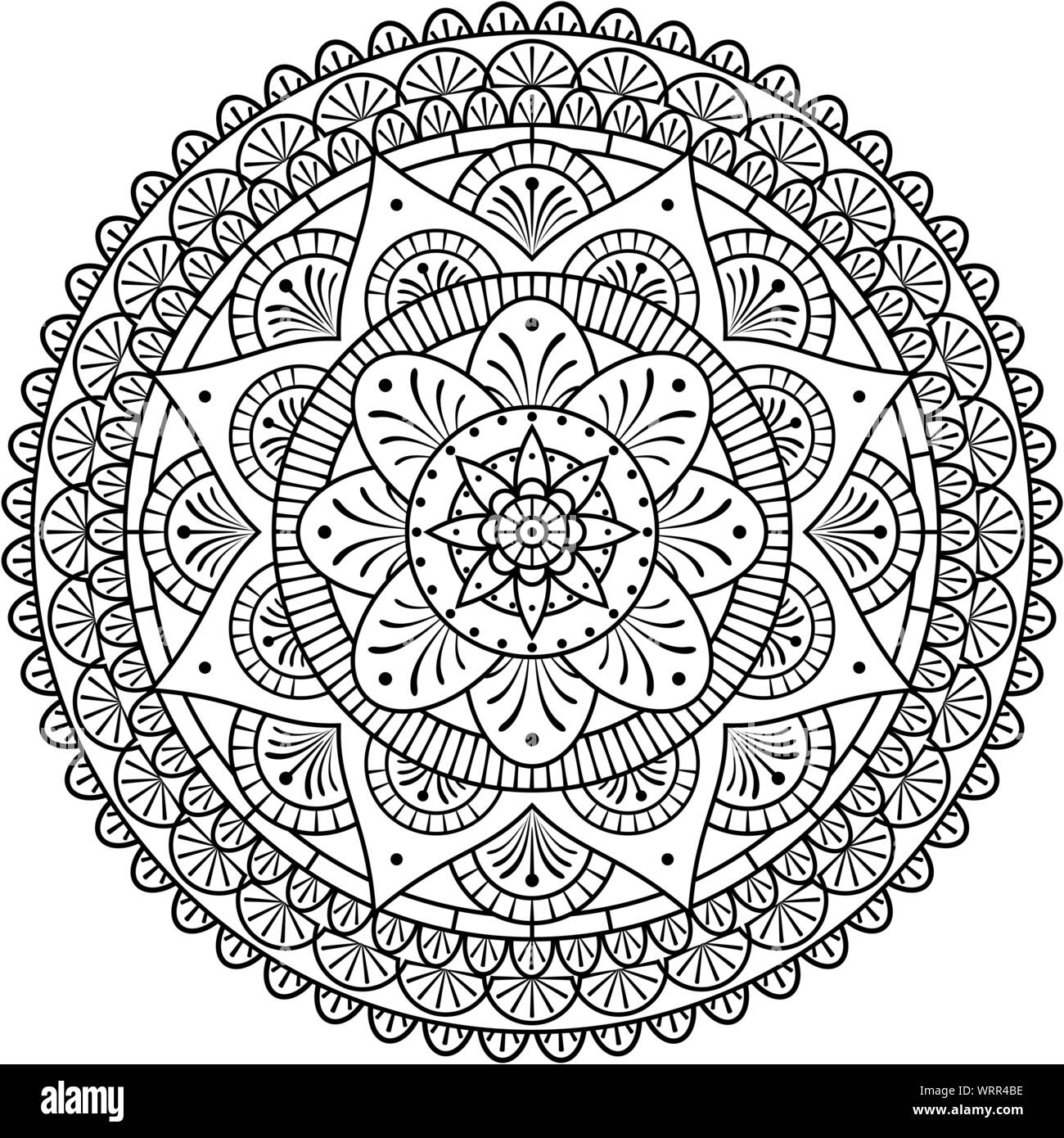 Vector art mandala pour colorier avec résumé et éléments de conception géométrique isolé sur fond blanc Illustration de Vecteur