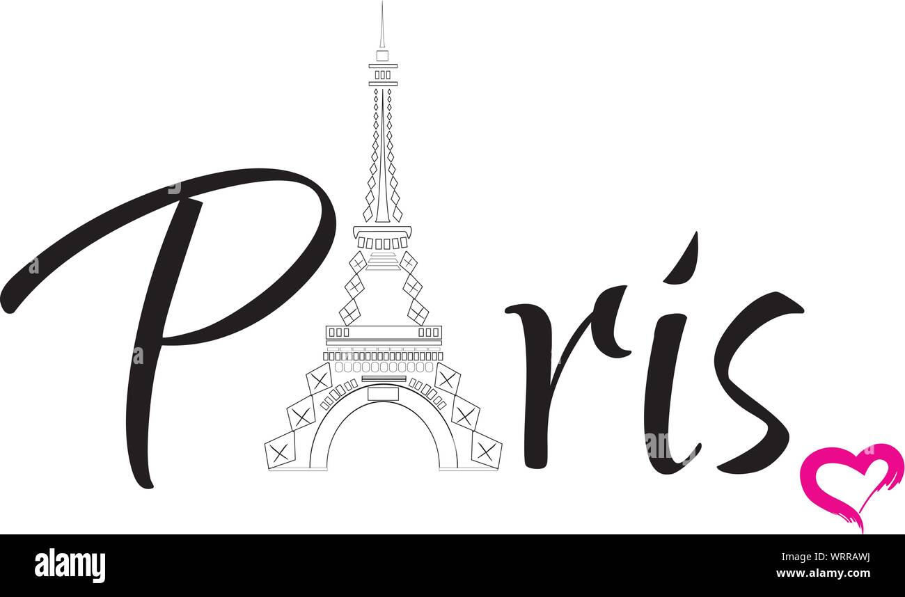 Vector illustration d'un arrière-plan de Paris avec la tour Eiffel et coeur rose. Illustration de Vecteur