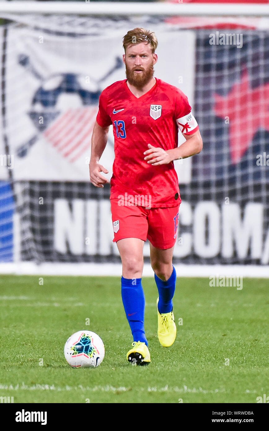 St Louis, Missouri, USA. 10 Sep, 2019. US Men's National Team defender Tim Ream (13) pendant le match final de la Concacaf, la Ligue des Nations Unies avant que les nations membres de l'équipe nationale masculine a accueilli l'Uruguay au Stade Busch à Saint Louis, MO Ulreich/CSM/Alamy Live News Banque D'Images