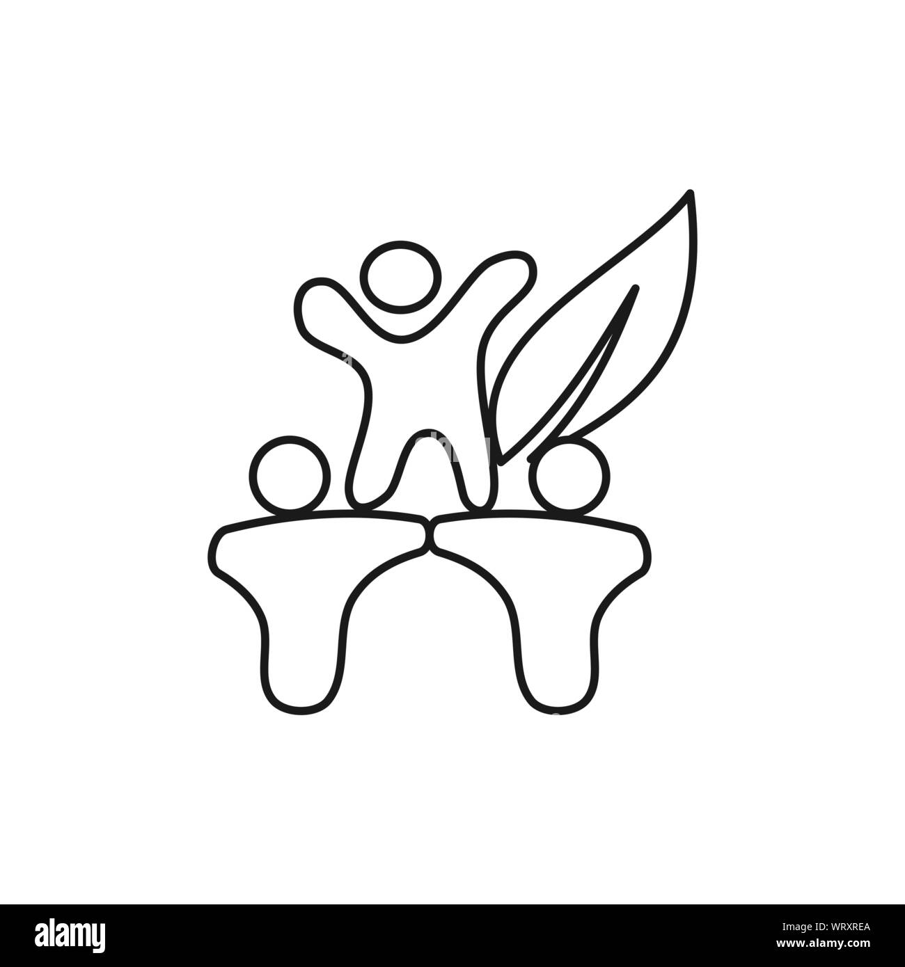 Feuille d'engagement ferme des gens d'équipe ensemble Logo Contour Illustration de Vecteur