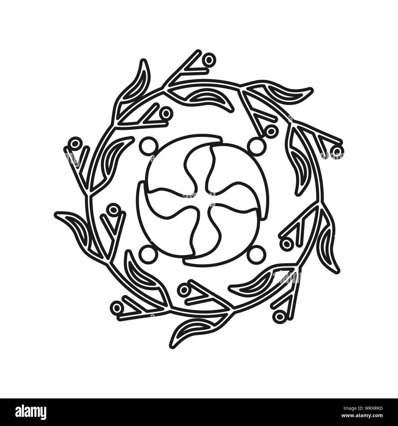 La rotation de la feuille d'engagement des gens d'équipe ensemble Logo Contour Illustration de Vecteur