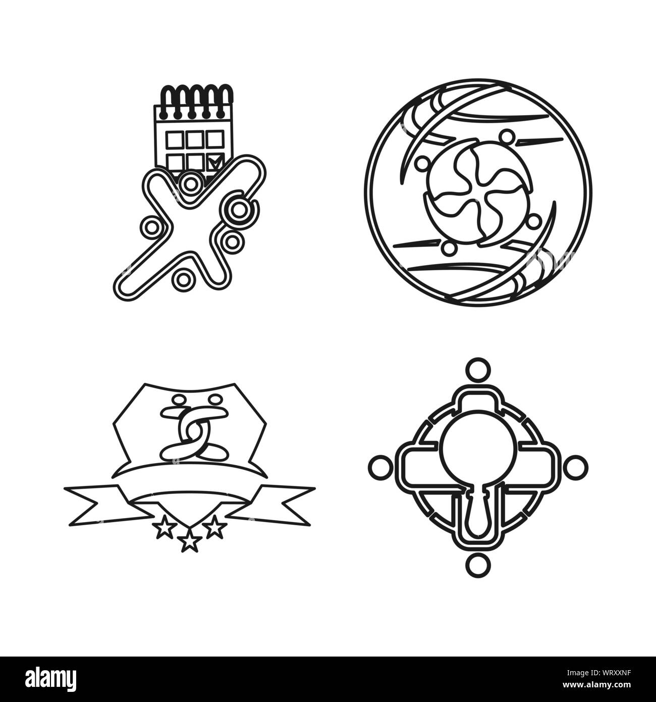 Bouclier d'équipe calendrier Engagement Ensemble Logo Contour Illustration de Vecteur