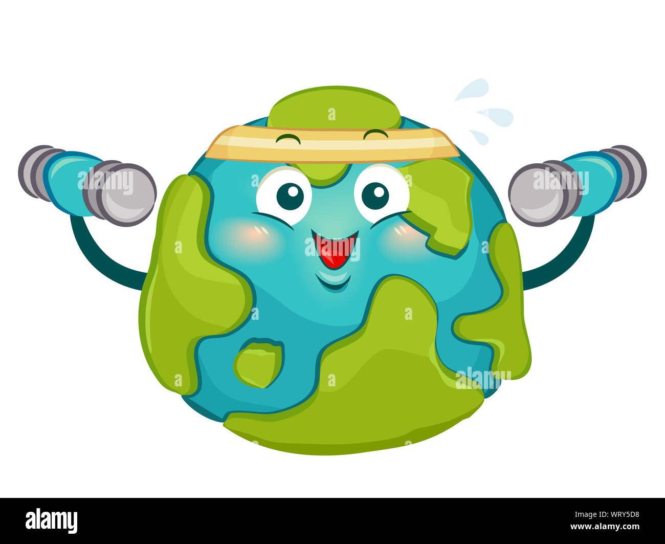 Illustration d'un grand gros terre portant Exercice Head et Holding Dumbbells Banque D'Images
