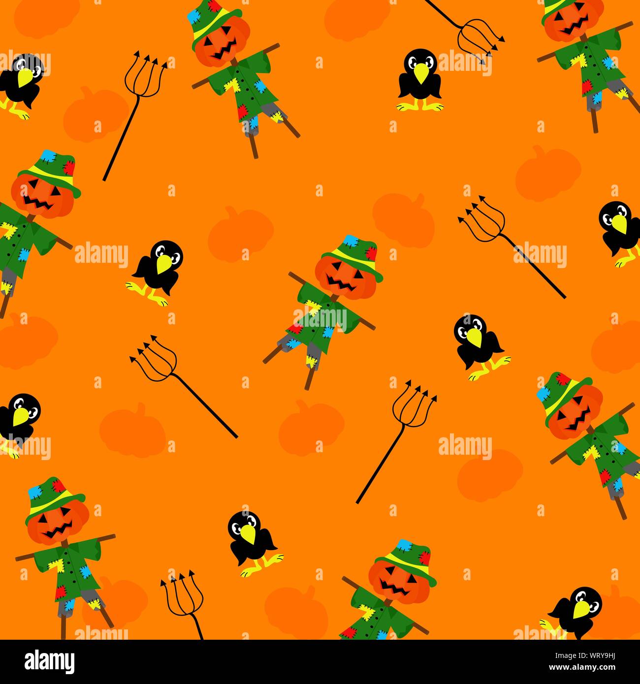 Happy Halloween background vector illustration,couper ensemble avec personnages de ￼ Illustration de Vecteur
