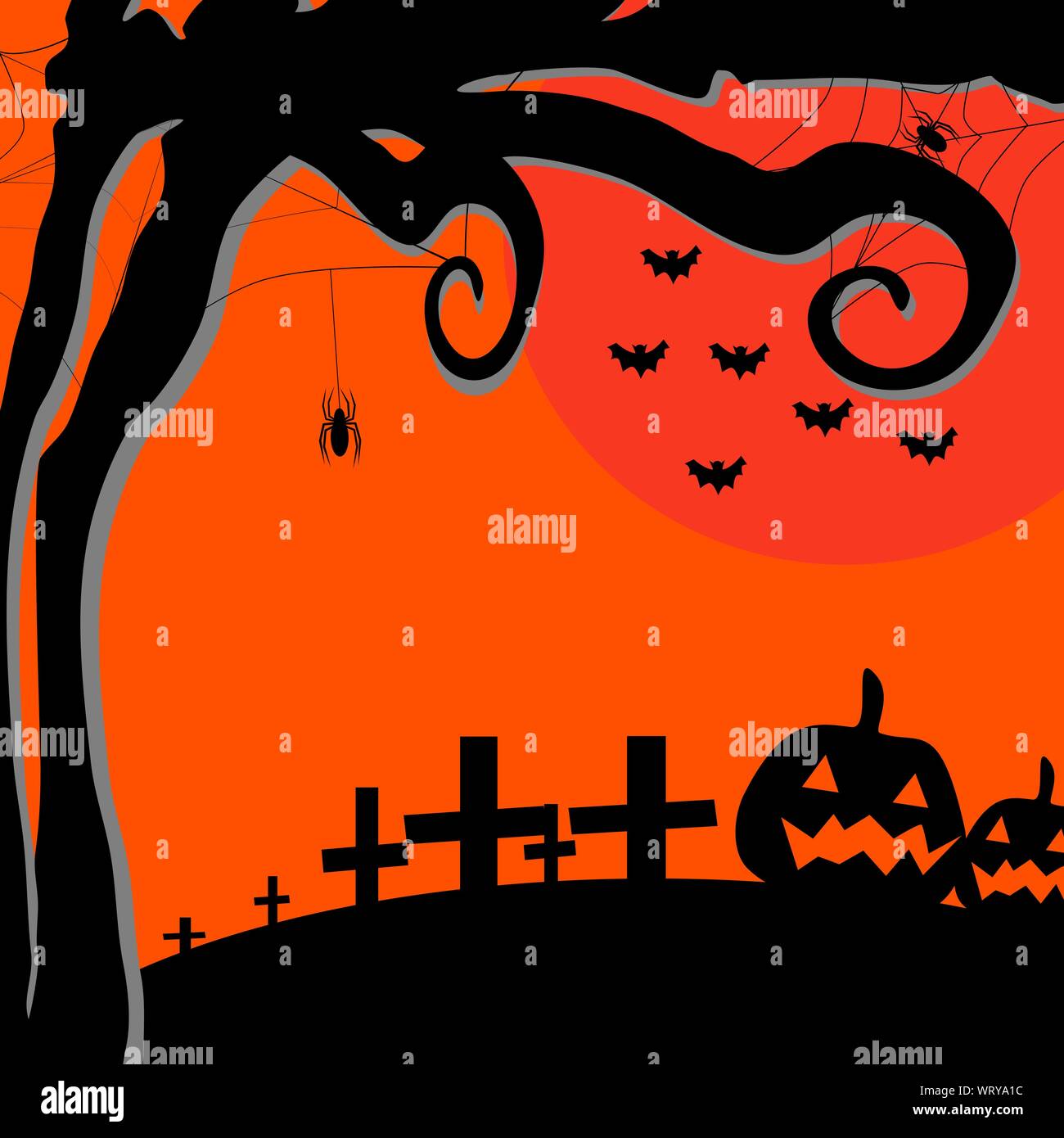 Happy Halloween background vector illustration,couper ensemble avec personnages de ￼ Illustration de Vecteur