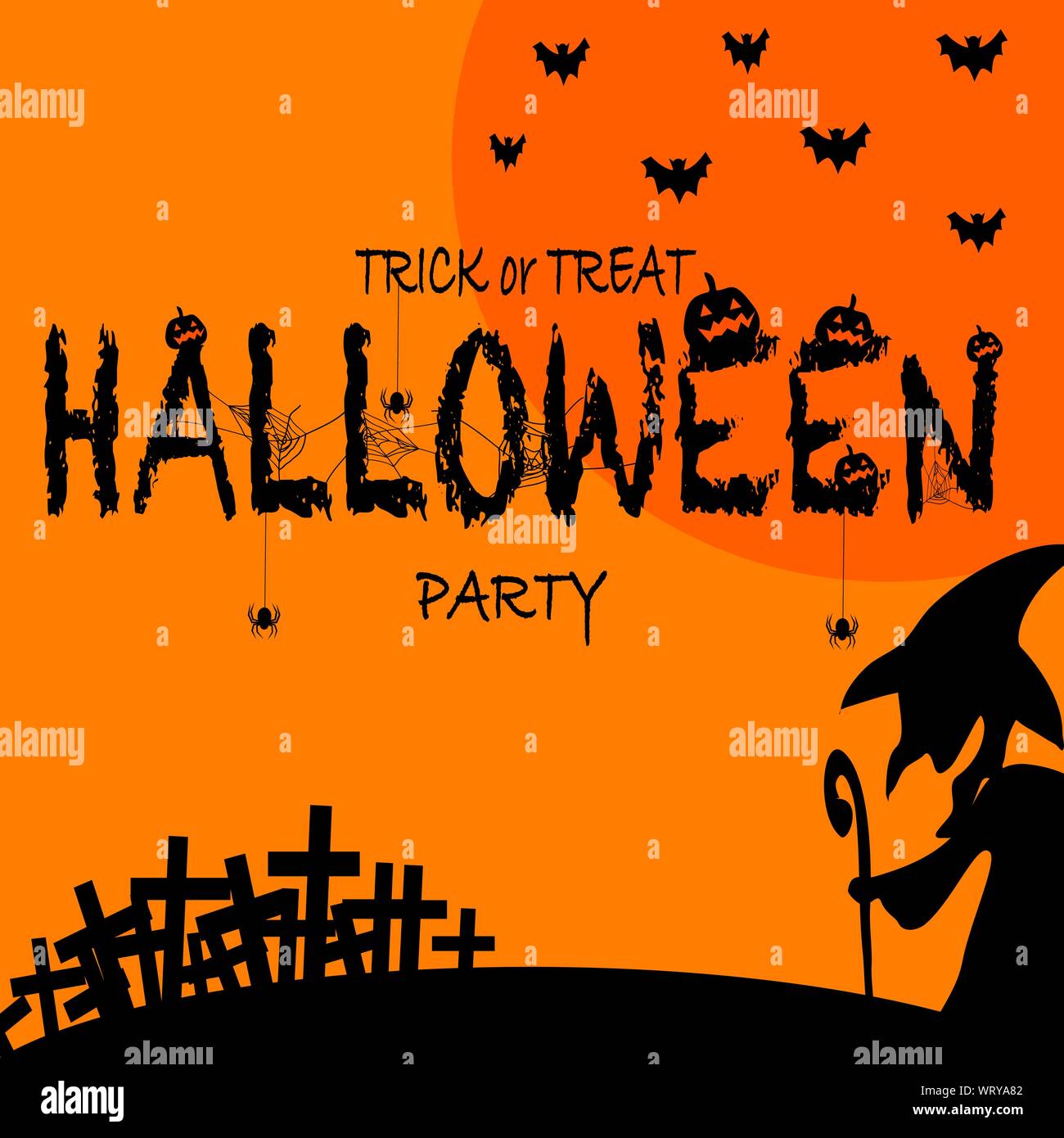 Happy Halloween background vector illustration,couper ensemble avec personnages de ￼ Illustration de Vecteur