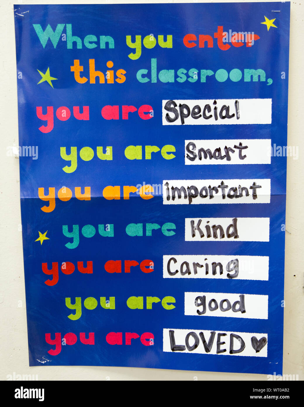 L'affiche en classe de maternelle Banque D'Images