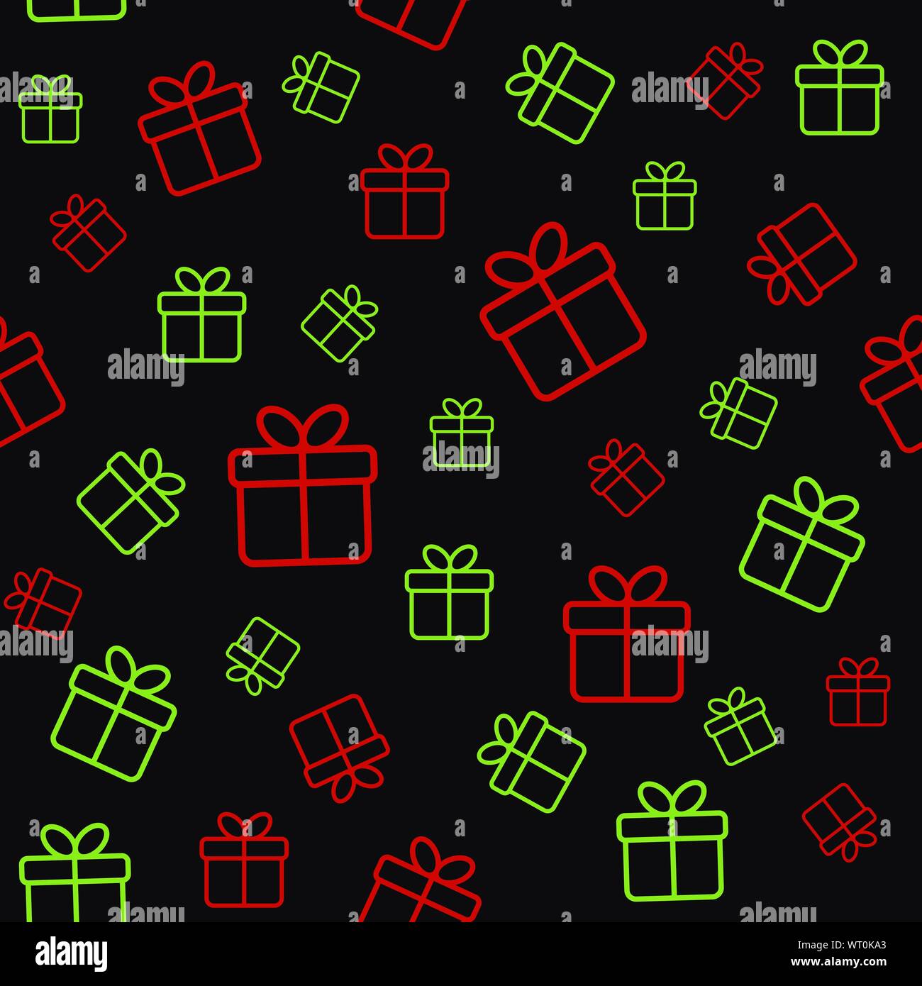 Modèle sans couture de Noël. Vector background avec contours coffrets cadeaux Illustration de Vecteur