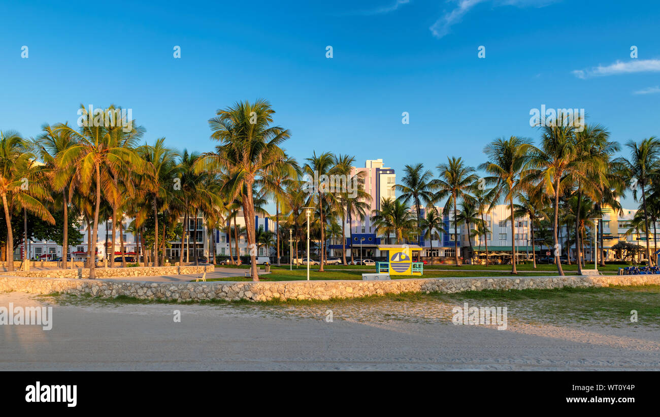À Miami Beach, Floride horaire du matin Banque D'Images