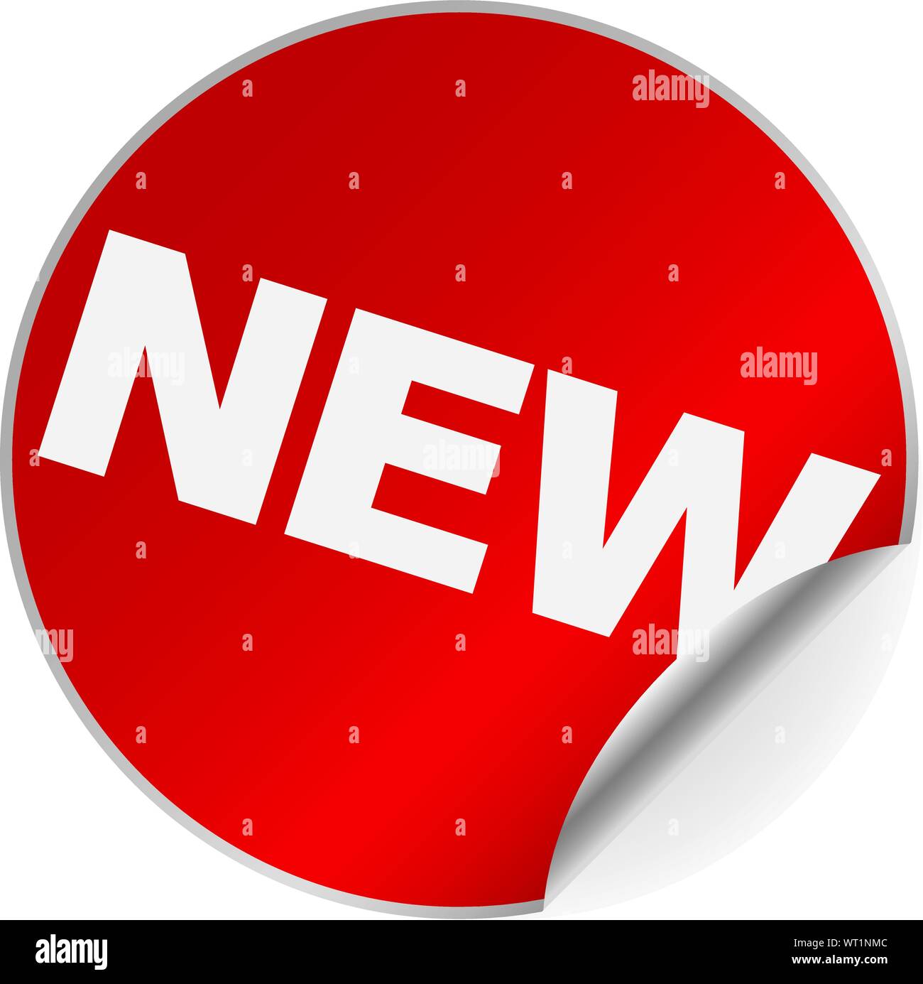 Nouvel autocollant rond rouge ou un badge avec un côté recroquevillé vector illustration Illustration de Vecteur