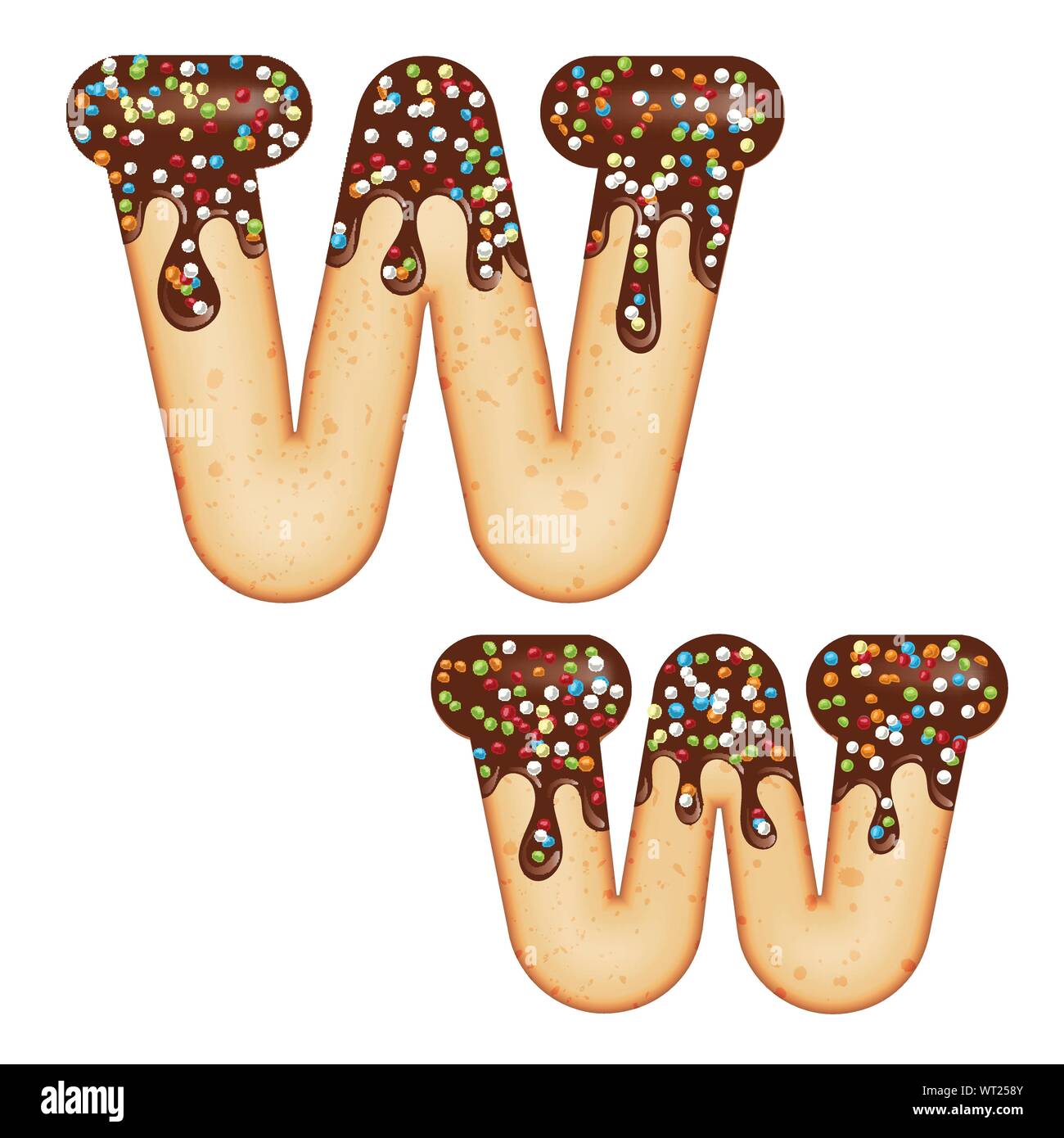 Tentant de la typographie. La conception de la police. Donut 3D Lettre W avec vitrage Illustration de Vecteur